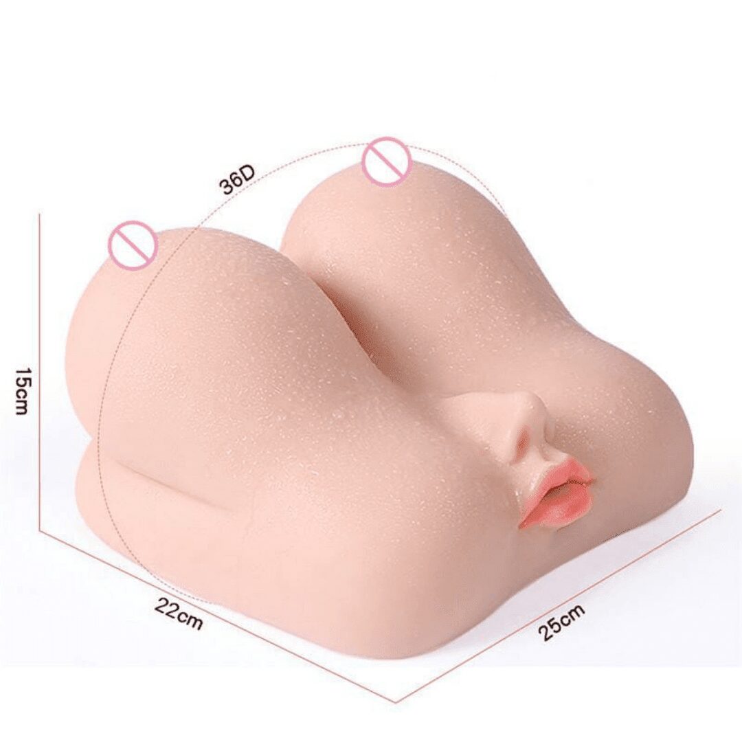 Dual channel big breast sex toy with realistic mouth for men