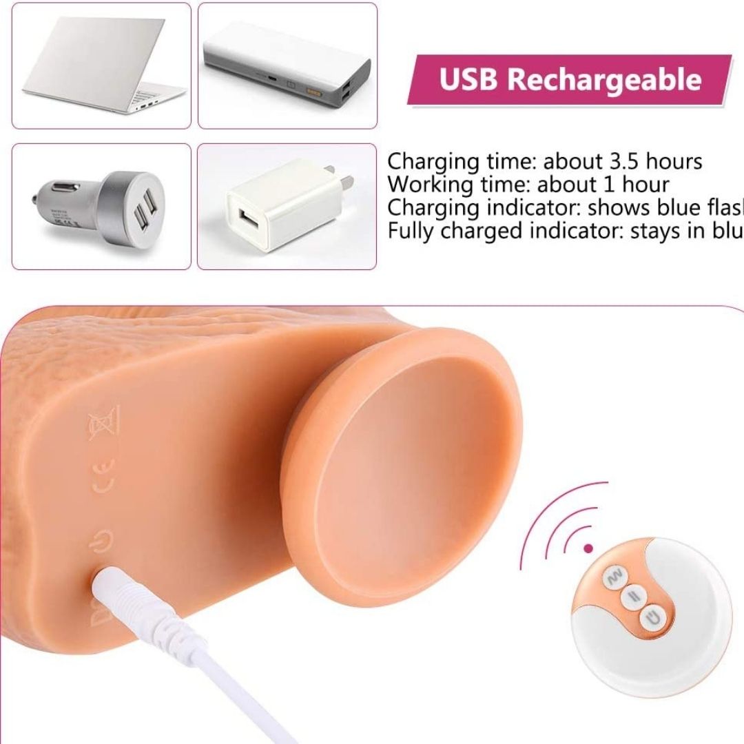 9.8" Vibrating Dildo Thrusting 5 Thrusting 7 Licking 360°Rotation 7 Vibration Modes
