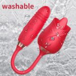 Rose Toy Vibrator for Women - Clitoral Stimulator Tongue Licking with Thrusting Vibrating Egg