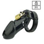 Maxbell Men Male Chastity Device Cage with 5 sizes Rings & Lock & Keys Black