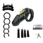 Maxbell Men Male Chastity Device Cage with 5 sizes Rings & Lock & Keys Black