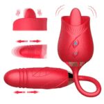 Rose Toy Vibrator for Women - Clitoral Stimulator Tongue Licking with Thrusting Vibrating Egg