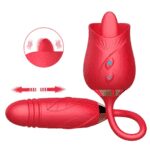 Rose Toy Vibrator for Women - Clitoral Stimulator Tongue Licking with Thrusting Vibrating Egg