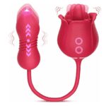 Rose Toy Vibrator for Women - Clitoral Stimulator Tongue Licking with Thrusting Vibrating Egg