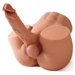 Isskis 10.8LB Realistic Male Sex Doll with 6.8" Dildo, Flexible Silicone Body for Women and Men, Tight Anal Butt, Waterproof Brown Toy