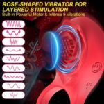 Red silicone rose vibrator cock ring for couples intimate play