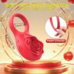Red silicone rose vibrator cock ring for couples intimate play