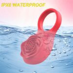 Red silicone rose vibrator cock ring for couples intimate play