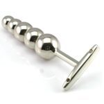 Erotic stainless steel 5-ball butt plug for anal stimulation