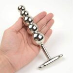 Erotic stainless steel 5-ball butt plug for anal stimulation