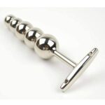 Erotic stainless steel 5-ball butt plug for anal stimulation
