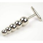 Erotic stainless steel 5-ball butt plug for anal stimulation