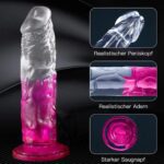 Realistic Suction Dildo Purple Transparent
