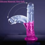 Realistic Suction Dildo Purple Transparent